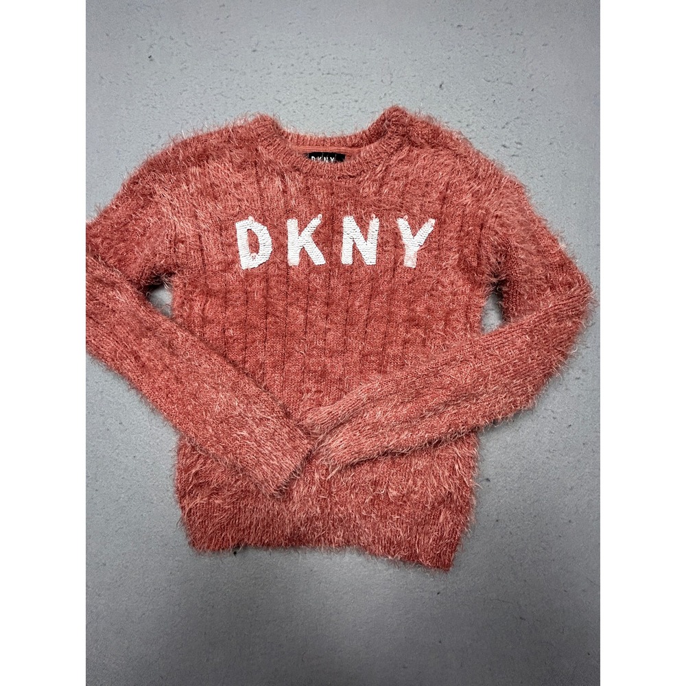 DKNY Sweater Polyester Acrylic Eyelash Knit Pink Medium Girls